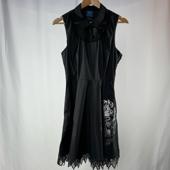 NEW Harry Potter Collared Lace Up Back Mini Dress in Black Size Medium - Picture 4 of 12